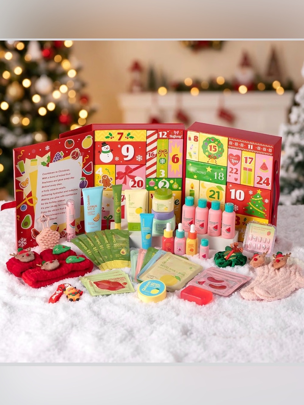 Holiday Bath & Body Advent Calendar Set - Assorted Pink, Red, Green